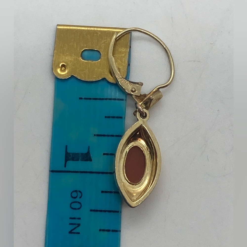 Vtg K&L Germany Kordes & Lichtenfels Gold Tone Marquis Cameo Earrings | 1.2” - Picture 6 of 8